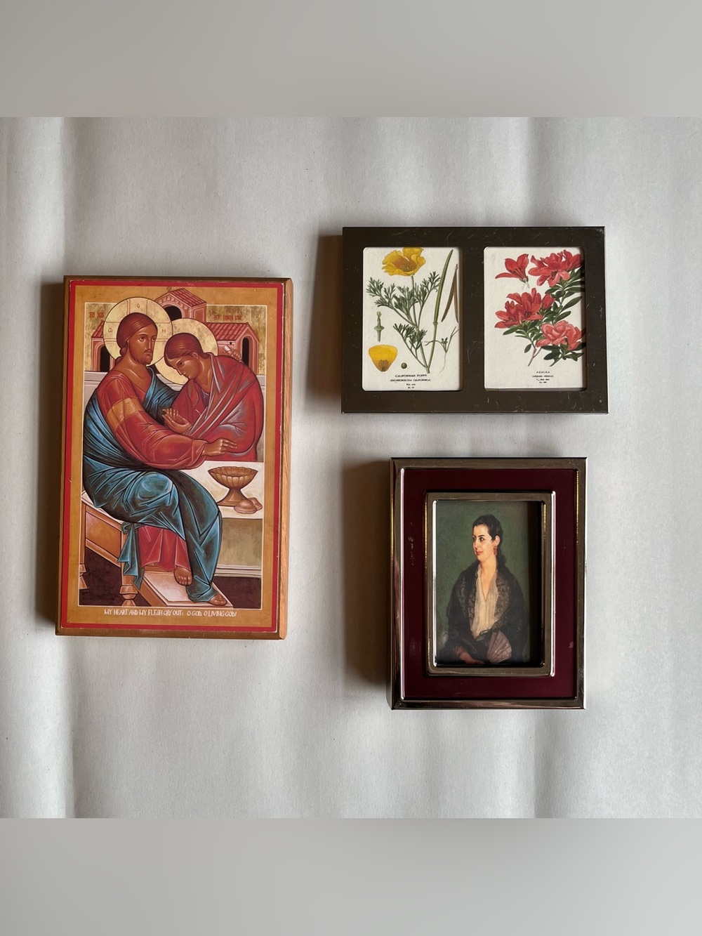 Vintage Disciple Wood Wall Plaque & Mini Photo Frames w/Art Print Bundle of 3